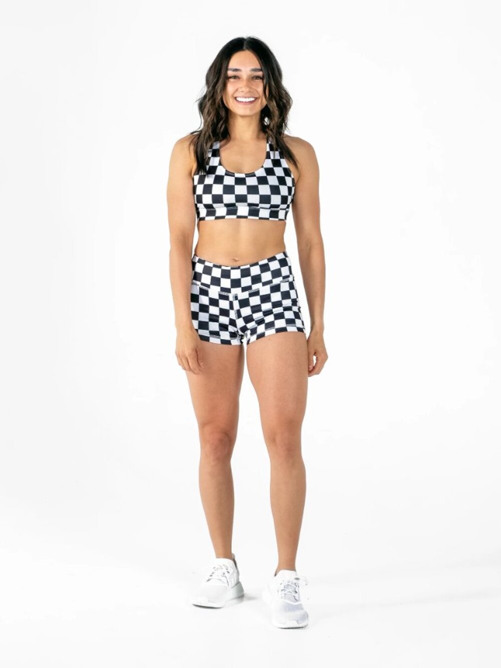 The Barbell Cartel Women's Compression Short - Black and White Check
